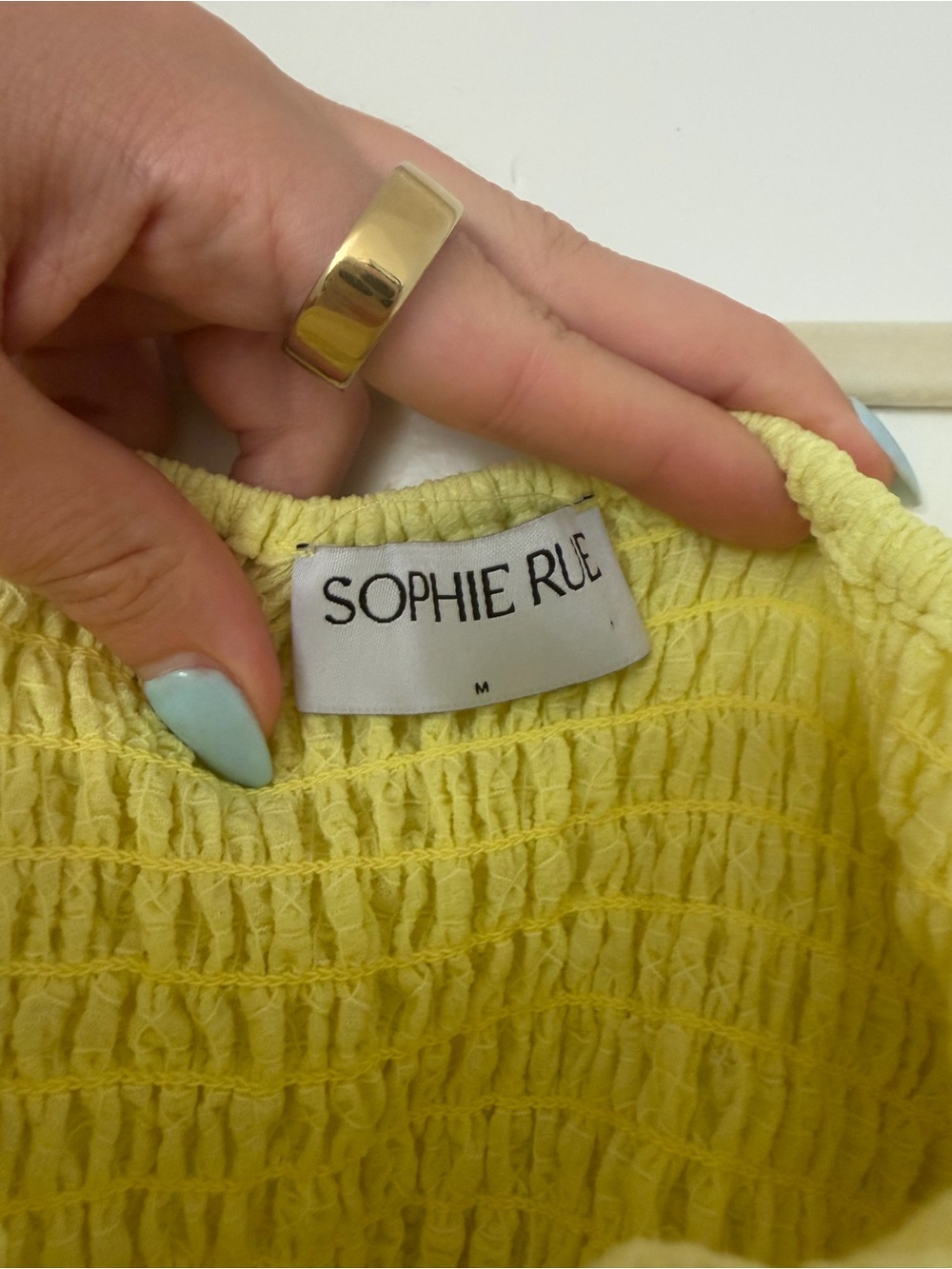 Sophie Rue Butter Yellow Ruched Drawstring Crop Top - Picture 2 of 4